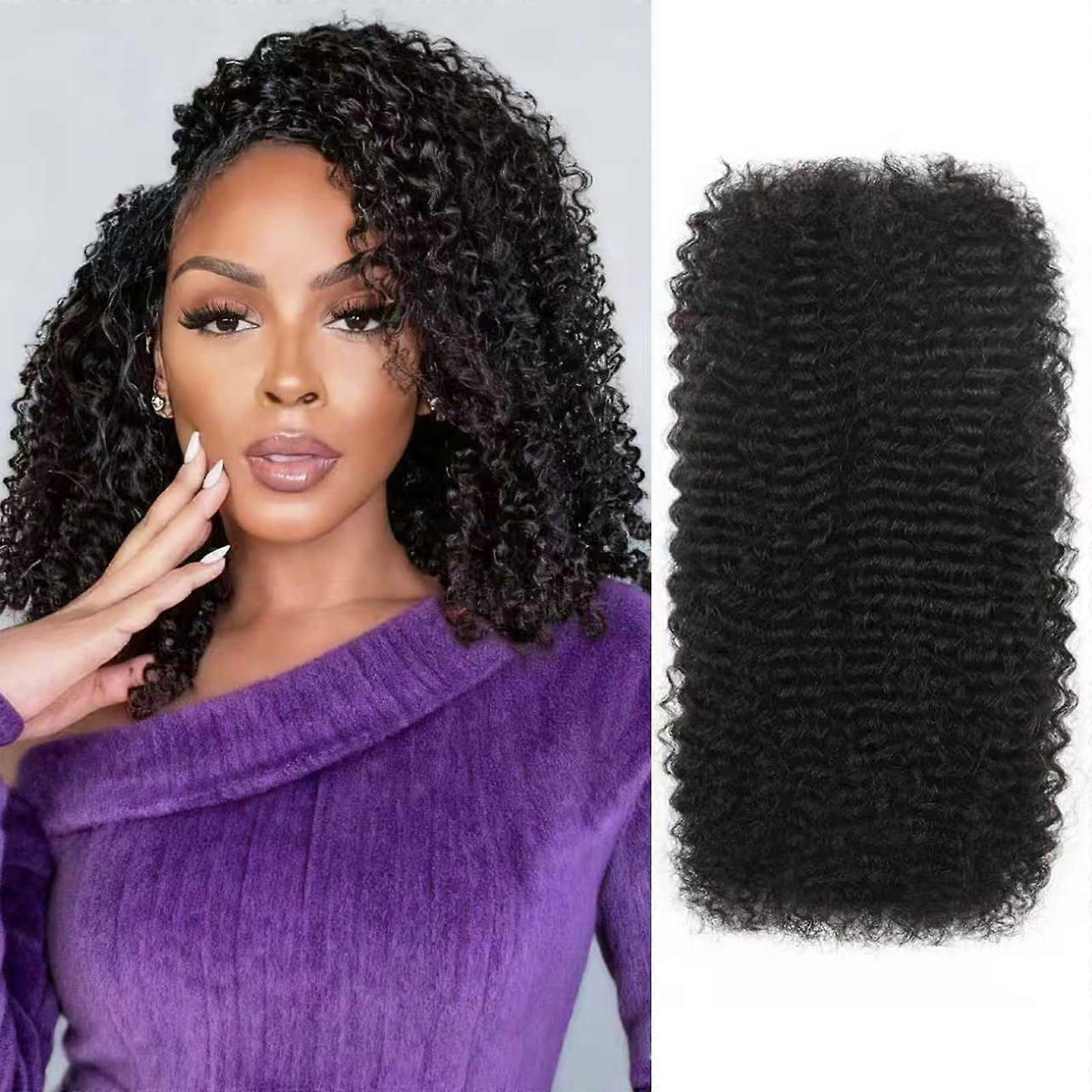 Cabelo humano afro crespo tipo 4C, cacheado e crespo, para tranças e dreadlocks, preto natural, 45 cm (18 polegadas)