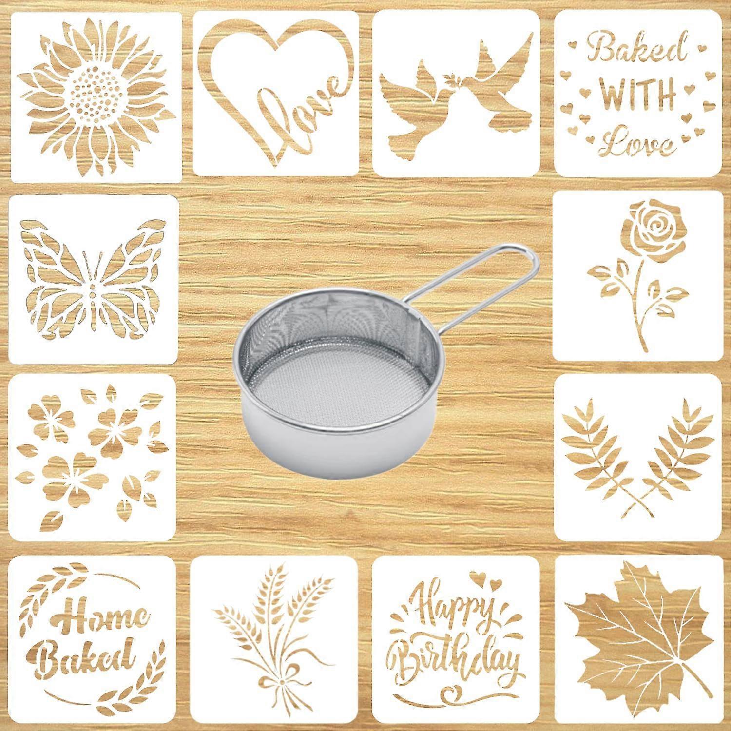 Bread Stencils 12 Pattern Set with Flour Sifter for Sourdough and Artisan Bread Decorating