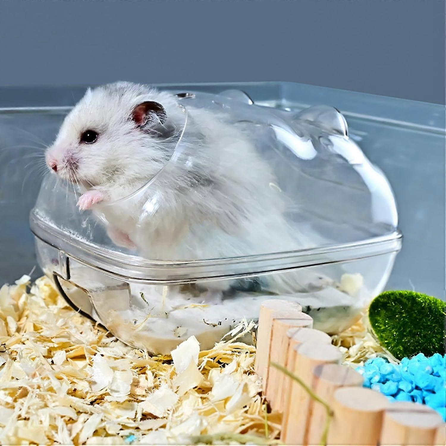 Hamster Sand Bath Container with SplashProof Cat Ear Design, Chinchilla Tub for Small Pets