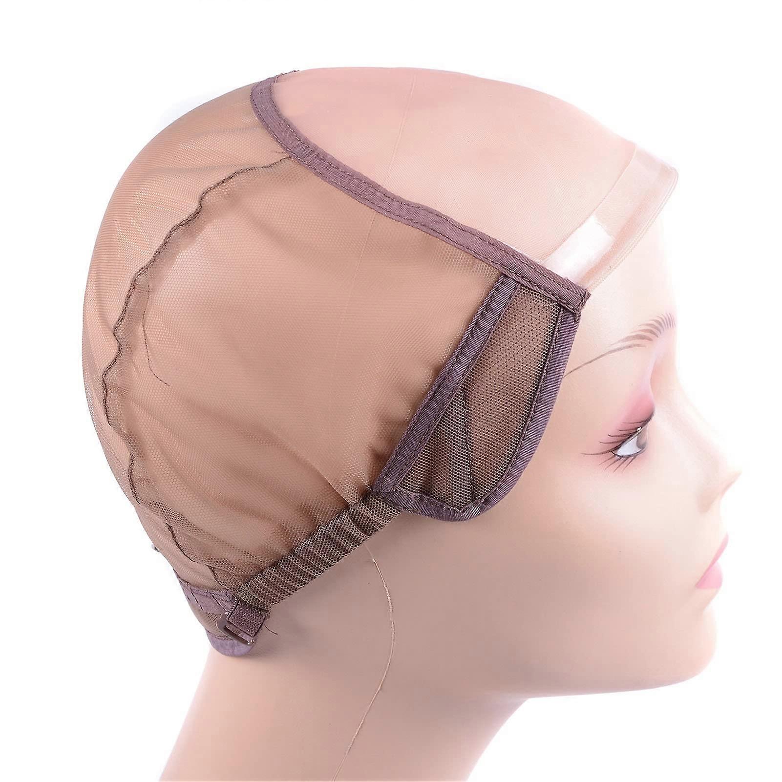 Lace Front Wig Cap with Comfortable Elastic Fit for Secure Wig Making, MultiBrown Monofilament, Size L