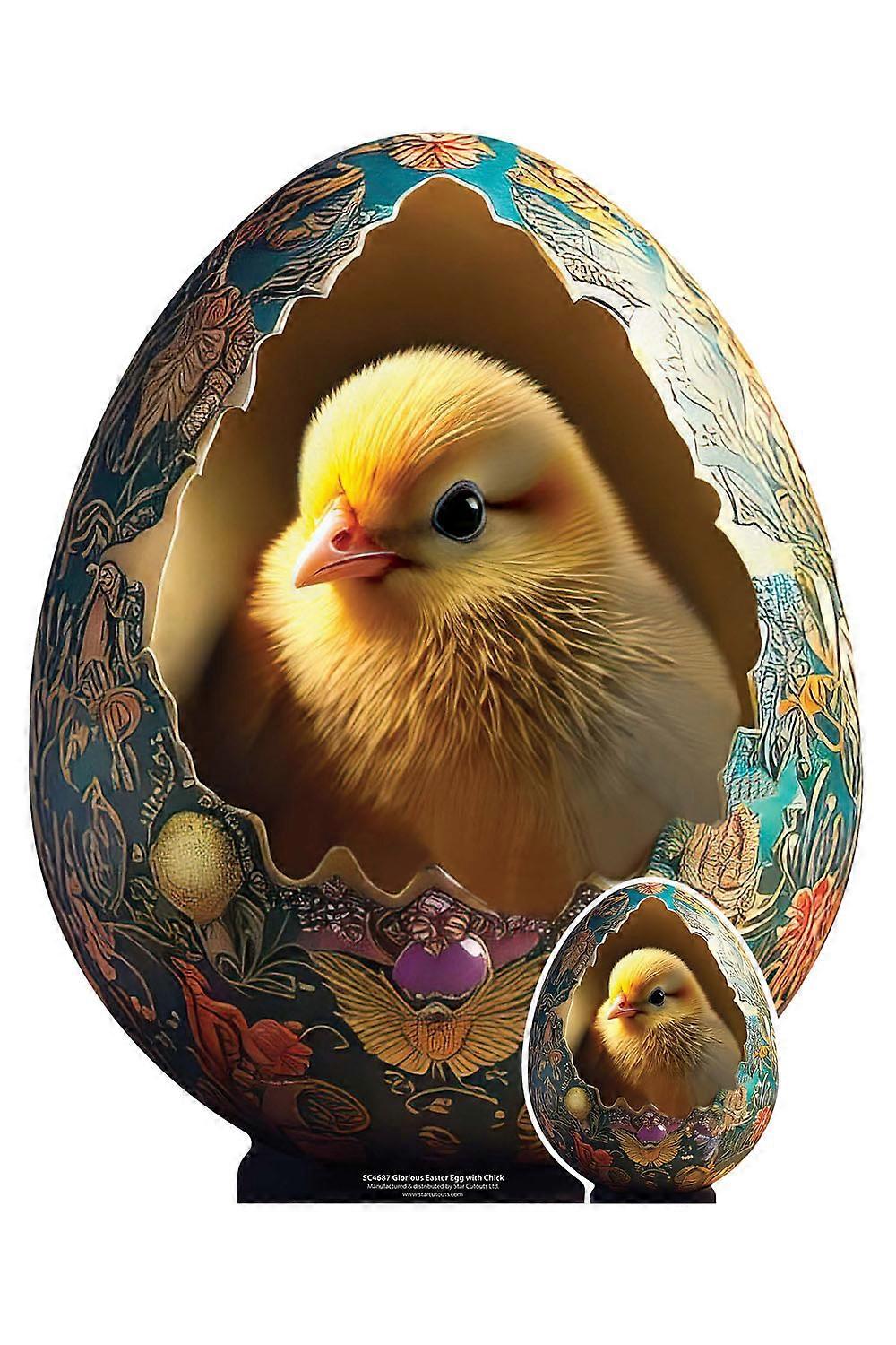 Ornate Style Easter Egg with Chick Cardboard Cutout / Standee