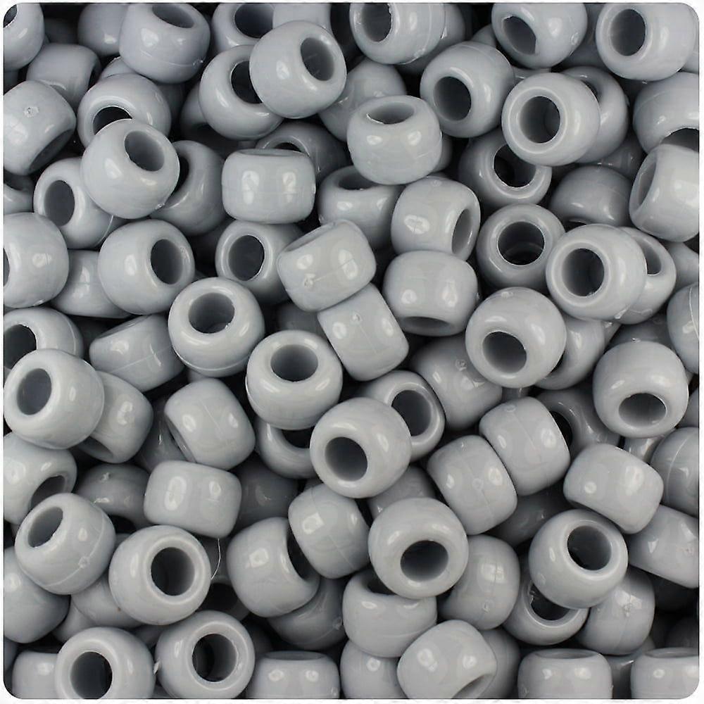 Grey Opaque 9mm Barrel Pony Beads (500pc)