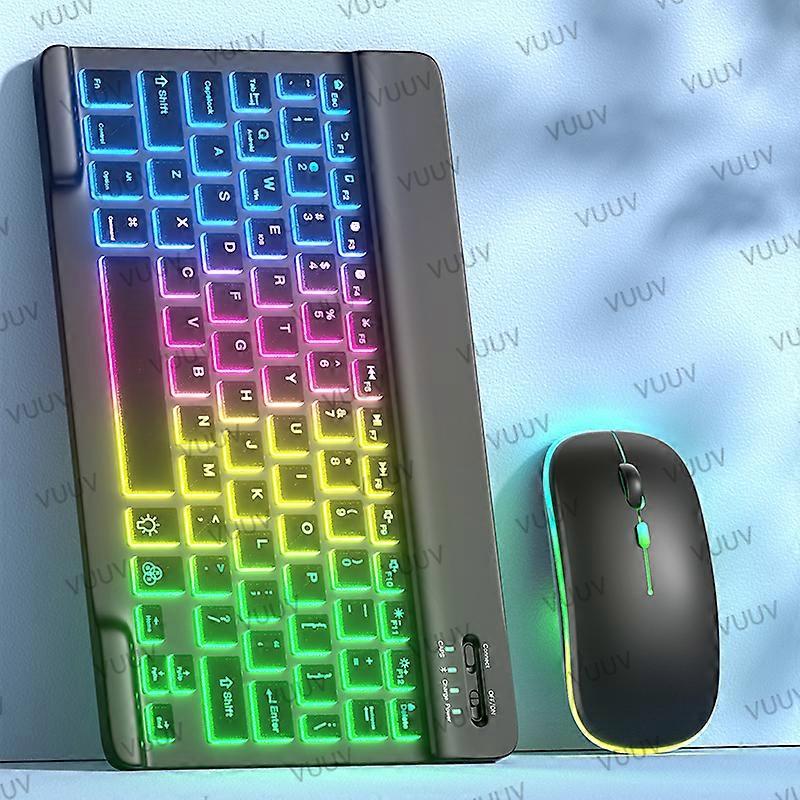 Keyboard For Tablet Android iOS Windows Wireless Mouse Keyboard Bluetooth-compatible Rainbow Backlit Keyboard For iPad Phone