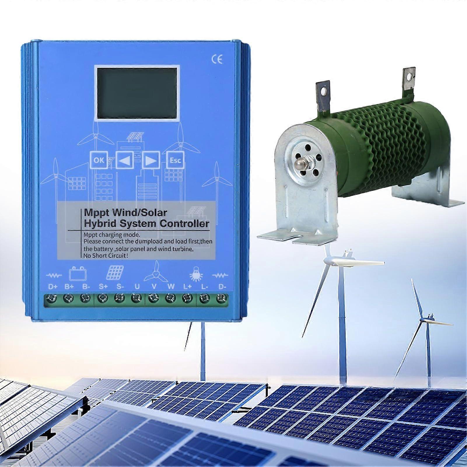 Hybrid Solar Wind MPPT Charge Controller 12V with LCD Display for Off Grid Battery Charging