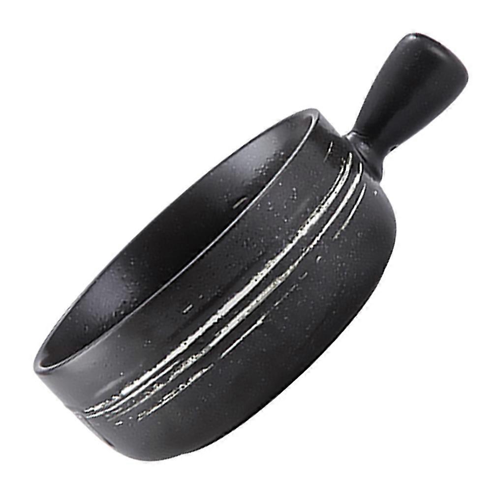 Ceramic Baking Bowl with Handle for Kitchen Use 1Pcs Practical Black Pot