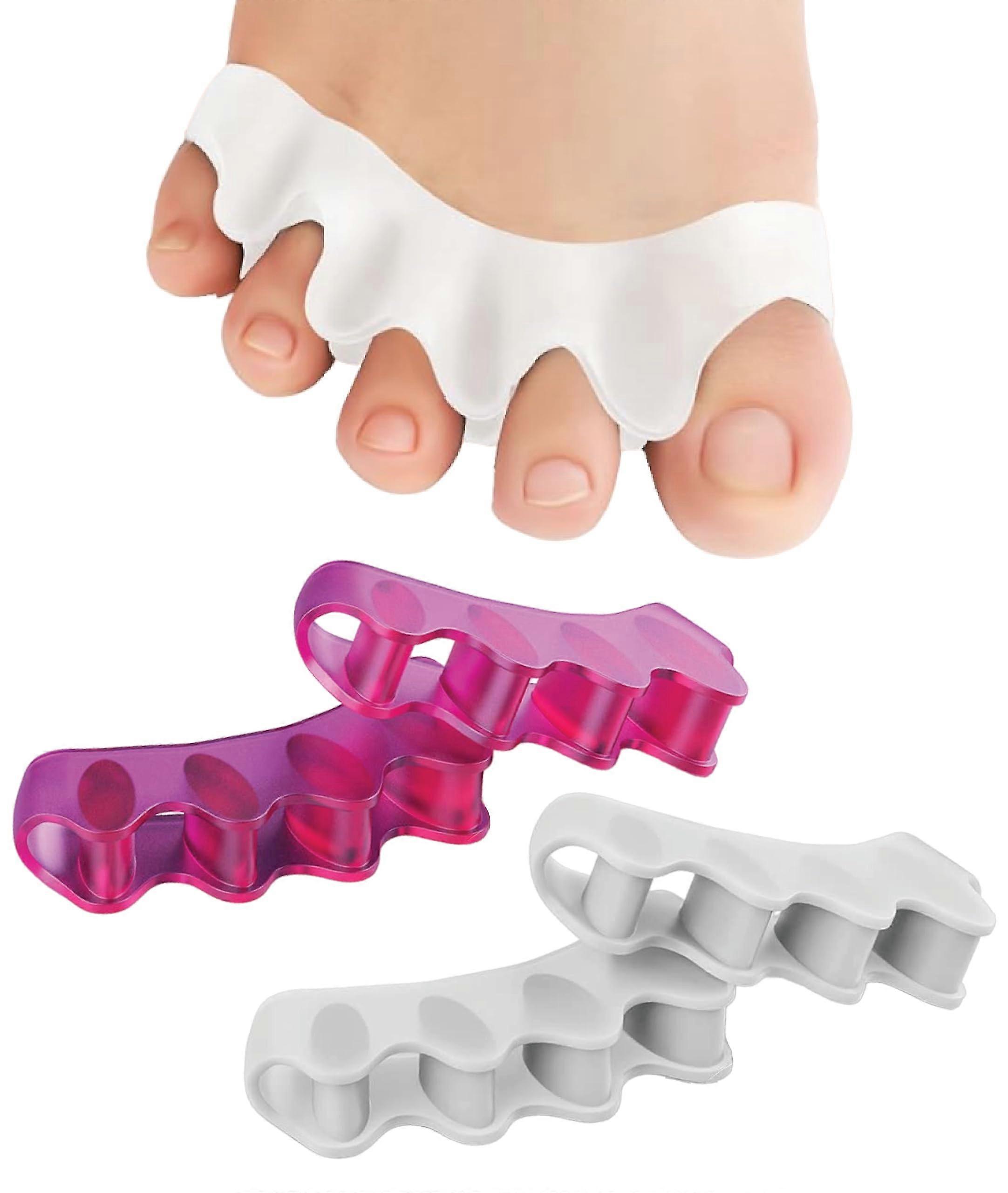Toe Separators for Bunion Correction, 4PCS Gel Toe Spacers for Comfortable Alignment Pink and White