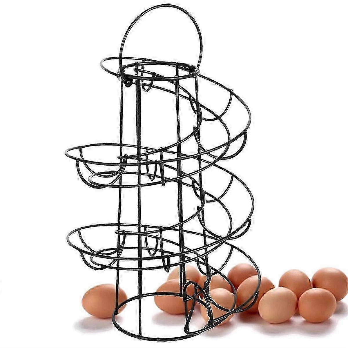 Kitchen egg rack, spiral egg basket,Black 0619