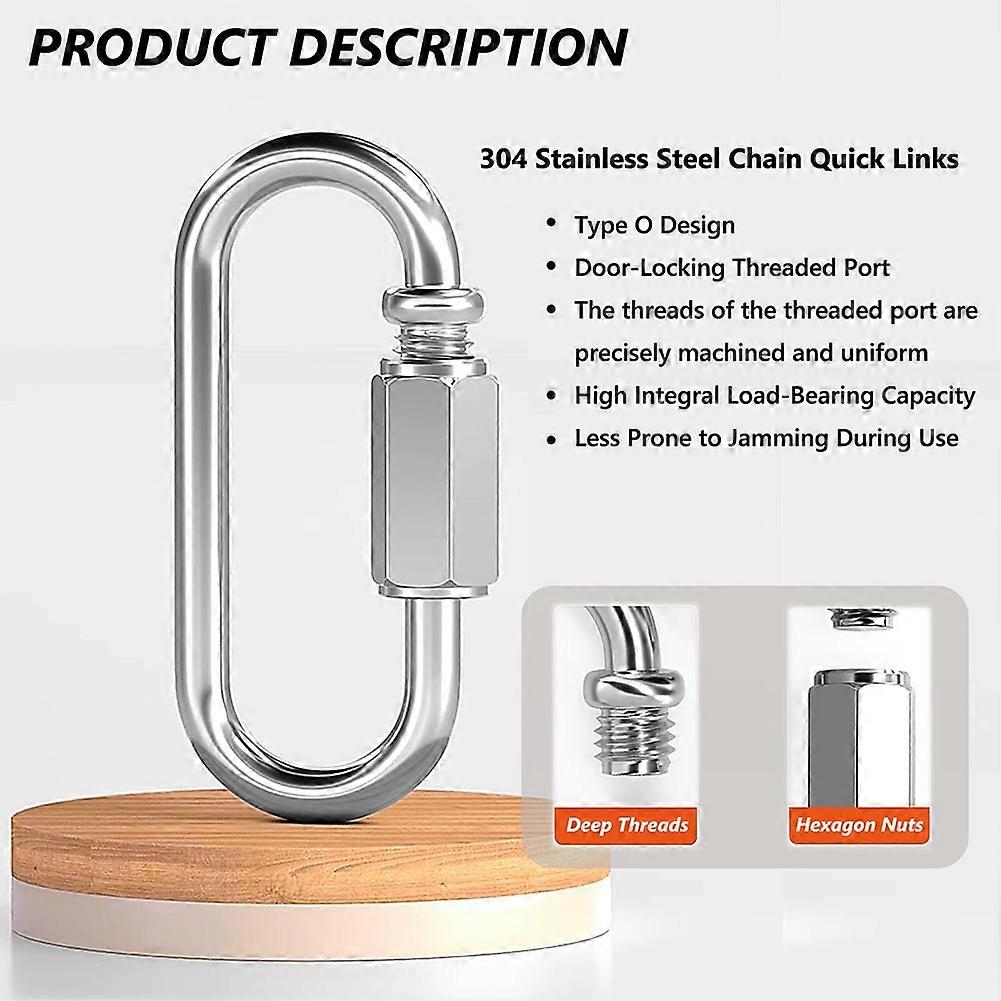 Stainless Steel Quick Chain Links for Hammocks, Shade Sails, Rigging