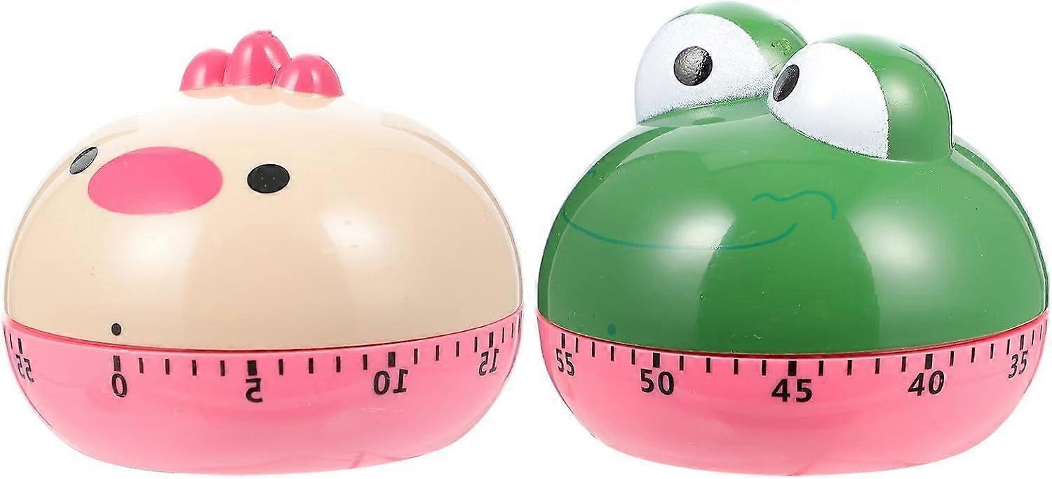 2pcs Compact Cartoon Kitchen Mechanical Countdown Reminder Chicken