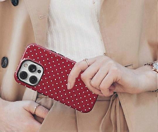 Case for iPhone 15 Pro Polka Dot Double Layer Red
