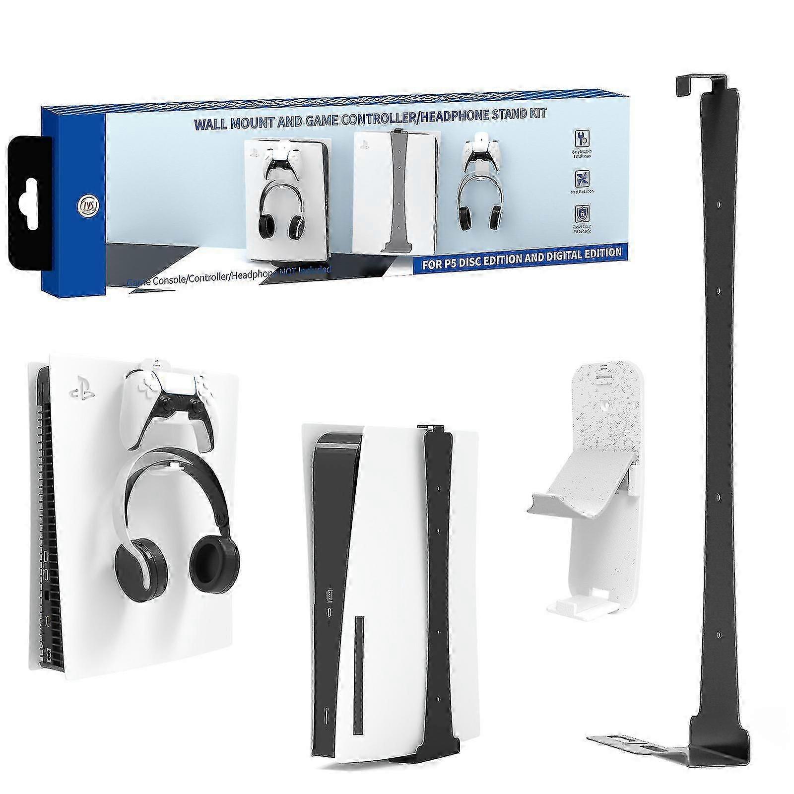 Ps5 Wall Mount Kit with Controller Holder - Compatible with PS5/NS/PS4/Xbox Controller