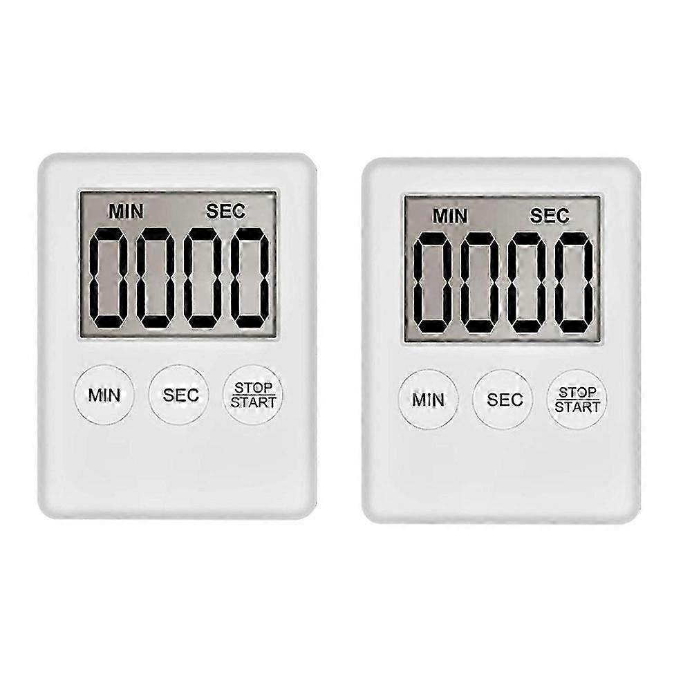 Digital Kitchen Timer, Timer, Egg Timer, for Work, 2 Pack White