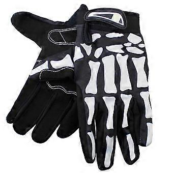 Black Full Finger Riding Gloves Skeleton Pattern Cycling