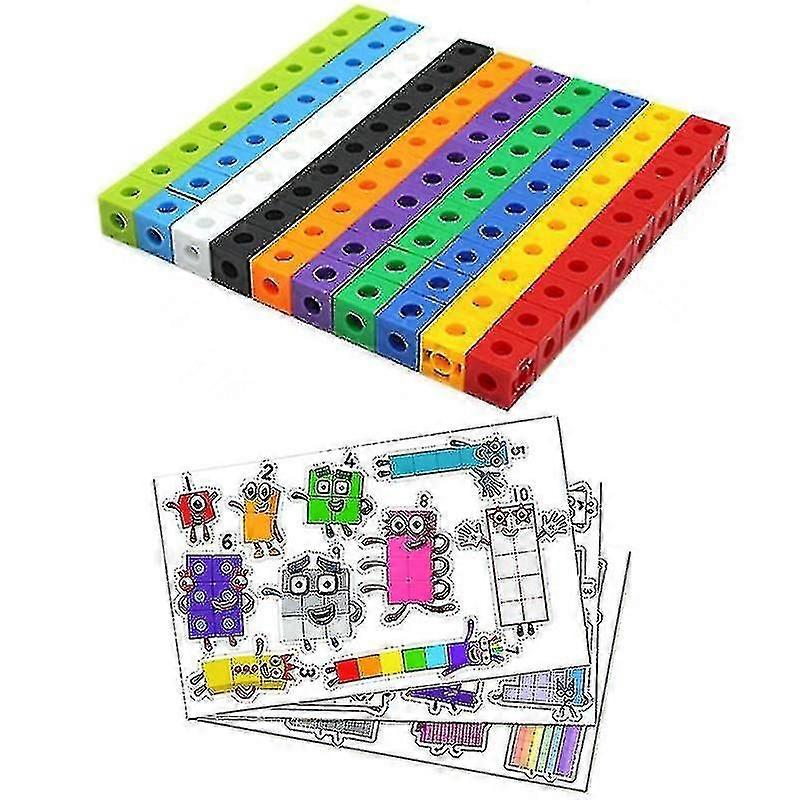 100Pcs Mathematics Linking Cubes Numberblocks Interlocking Multilink Counting Blocks