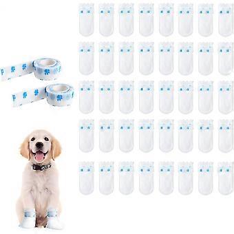 40Pcs Disposable Dog Booties with 2Roll Dog Paw Bandage for Paw Protection pet Feet Covers Pet Shoes Wound Recovery Protectors White