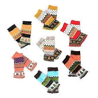 Knitted Warm Gloves for Women with Christmas Tree Pattern