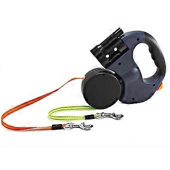 Retractable Double Dog Leash with Two 3-Meter Cords, 360 Tangle-Free, Reflective Strip, for Walking Two Dogs Up to 50 lbs