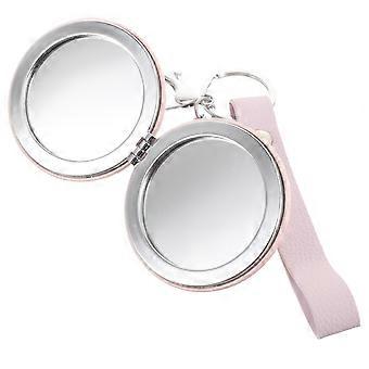 Portable Make-Up Mirror Mini Mirror for Make Up 2Pcs Pink Metal Key Ring