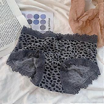 Sexy Leopard Print Bow Lace Edge Comfortable Breathable Cotton Pure Cotton