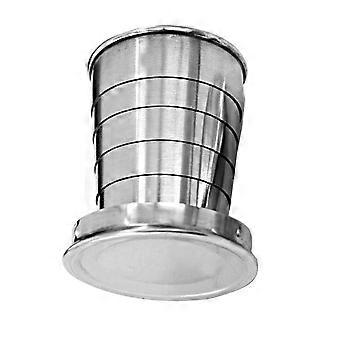 Collapsible Stainless Steel Cup Foldable Travel Mug with Keychain Portable Outdoor Drinking Cup for Camping Hiking Fishing Use