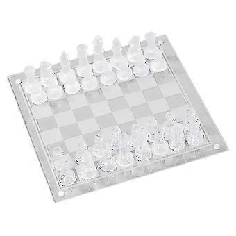 25X25cm Glazen Schaakspel, Elegant Ontwerp - Duurzaam Gebouwd - Volledig Functioneel - 32 Matte En Heldere Stukken Kristallen Schaken