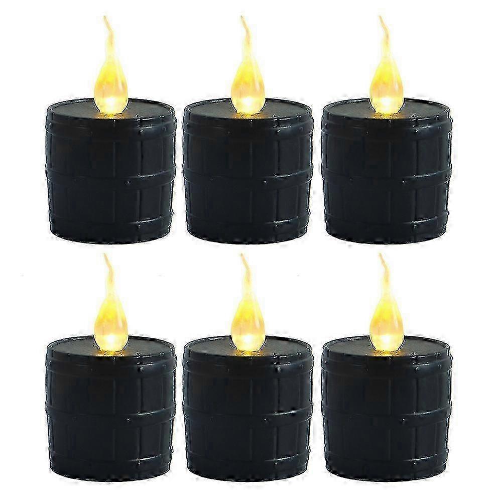 Led Candles Tea Lights Creative Design Barrel Shape 6Pcs