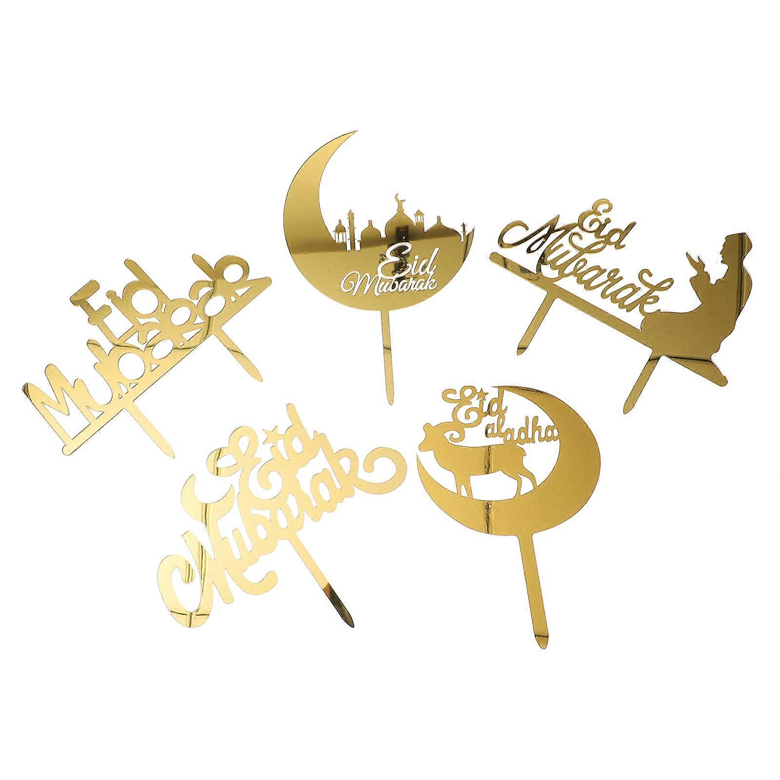 Islamic Eid Mubarak Cake Decorations Acrylic Inserts 10Pcs Set
