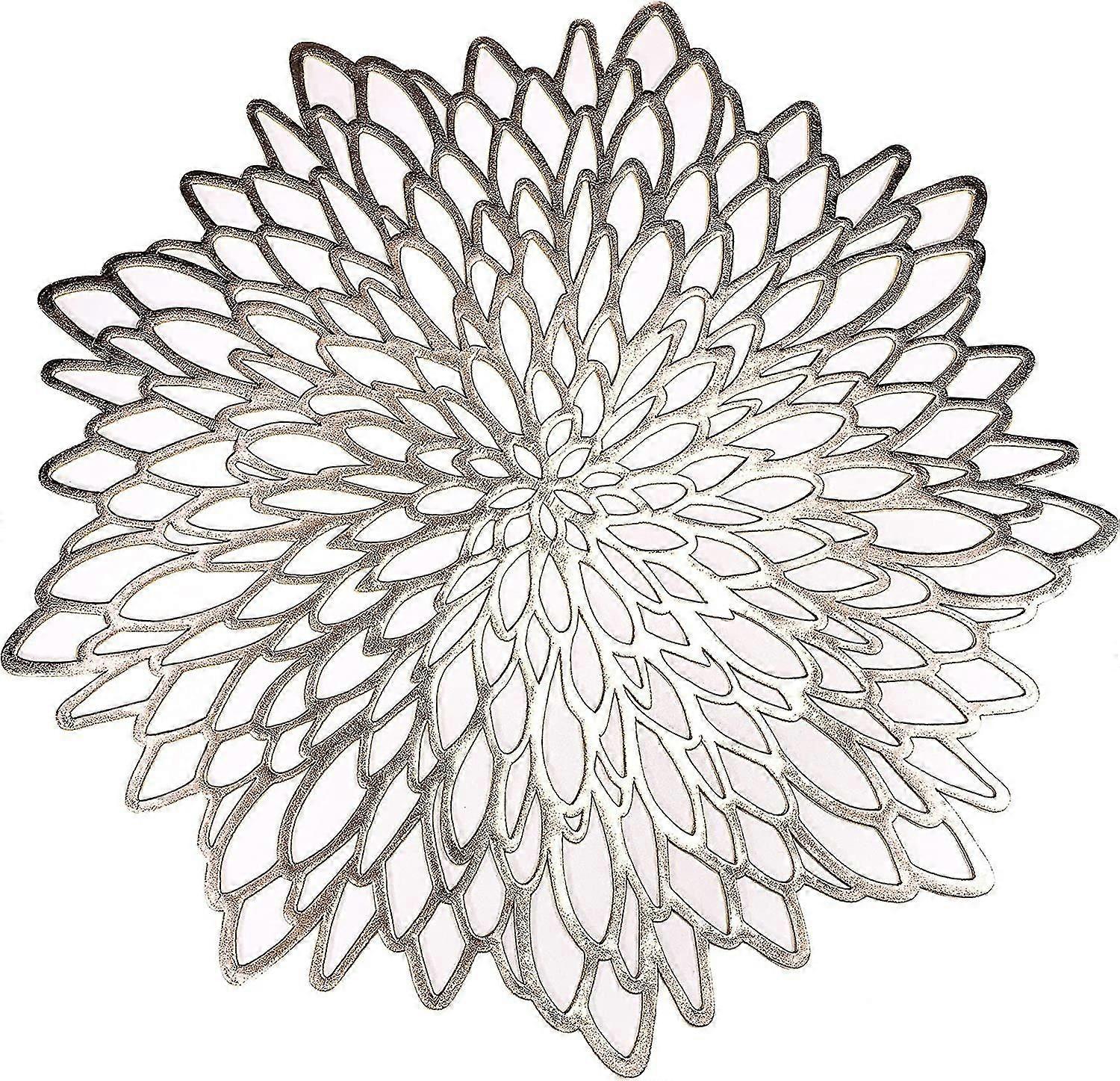 6 Pack Gold Metallic Round Placemats Leaf Dining Table Decor