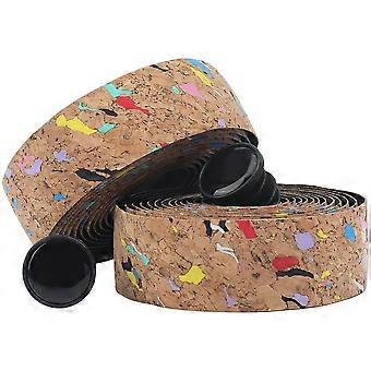 2 Rolls Road Bike Handle Tape Cork Handlebar Tape Bicycle Handle Bar Tapes Colorful PU Leather Bike Handle Wrap with 2 PCS End Plugs