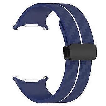 Band Carbon Fiber Pattern Silicone Clasp Strap Midnight Blue White for Samsung Galaxy Watch 7 Ultra