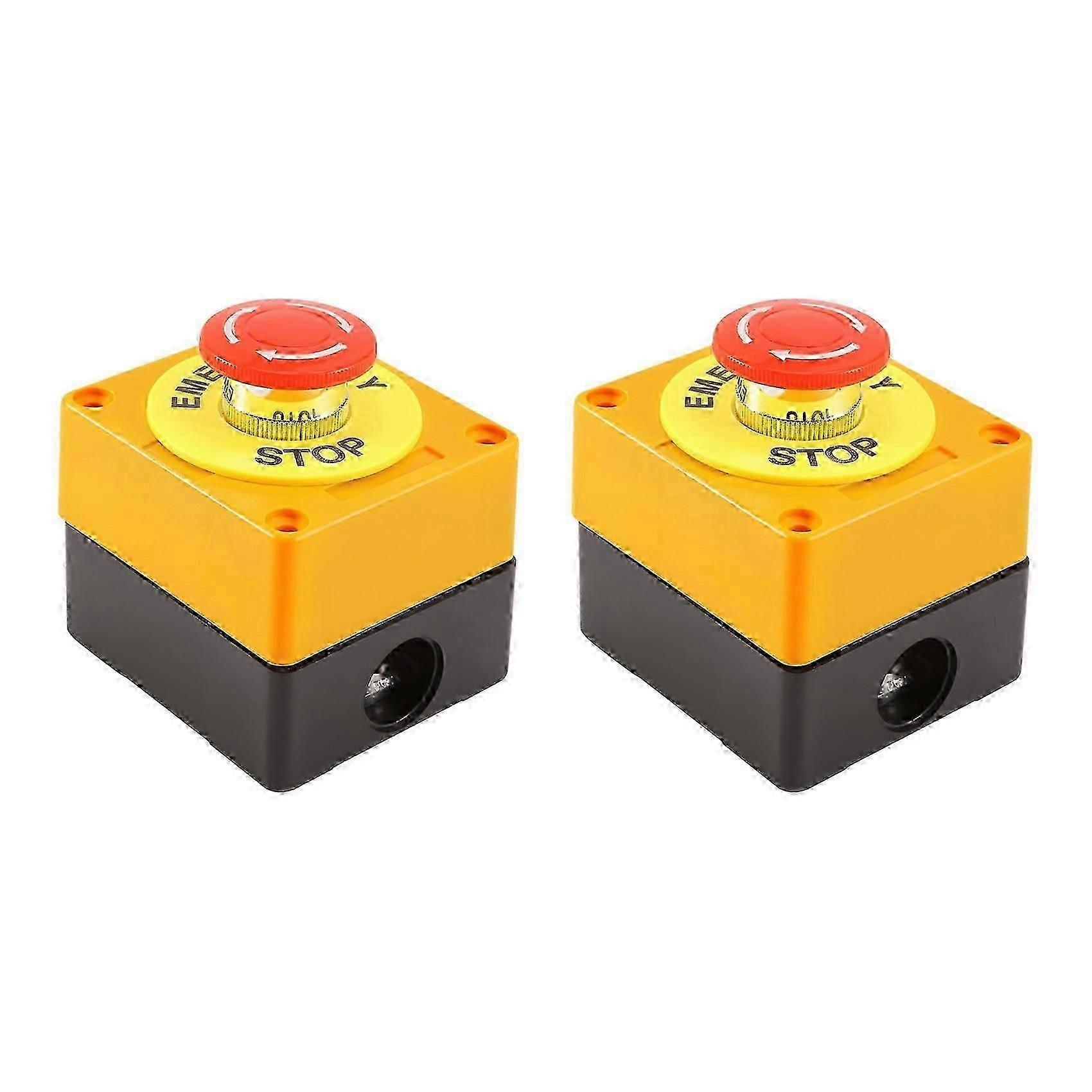 2Pcs Red Mushroom Emergency Stop Shut Off Push Button Switch No
