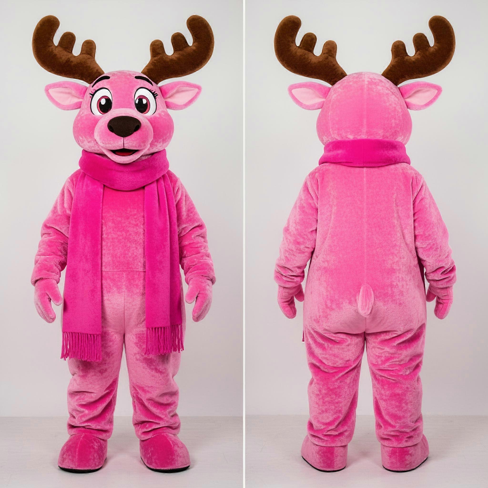 MASTICOT Pink Velvety Elk Mascot