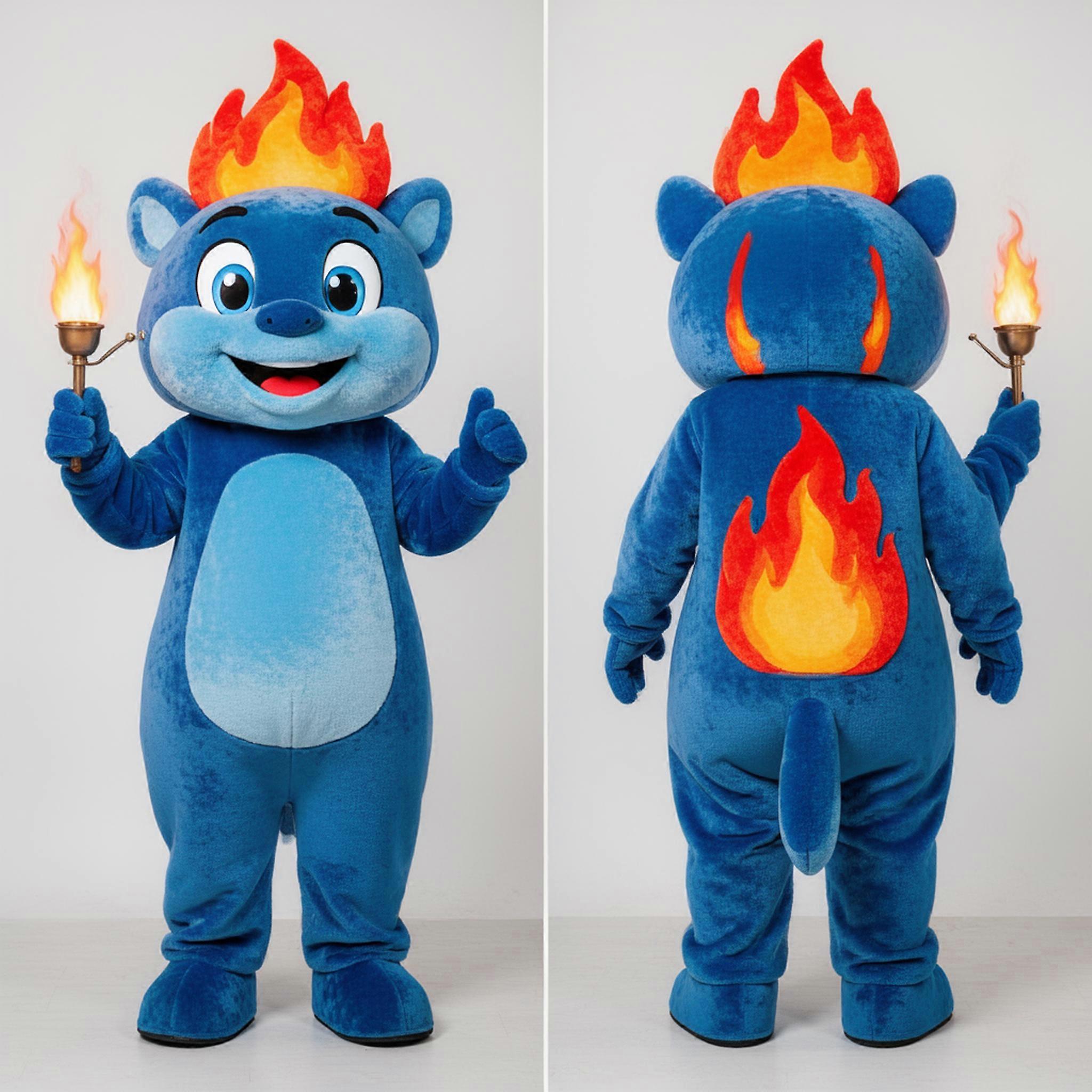 MASTICOT Vibrant Blue Fire Eater Mascot