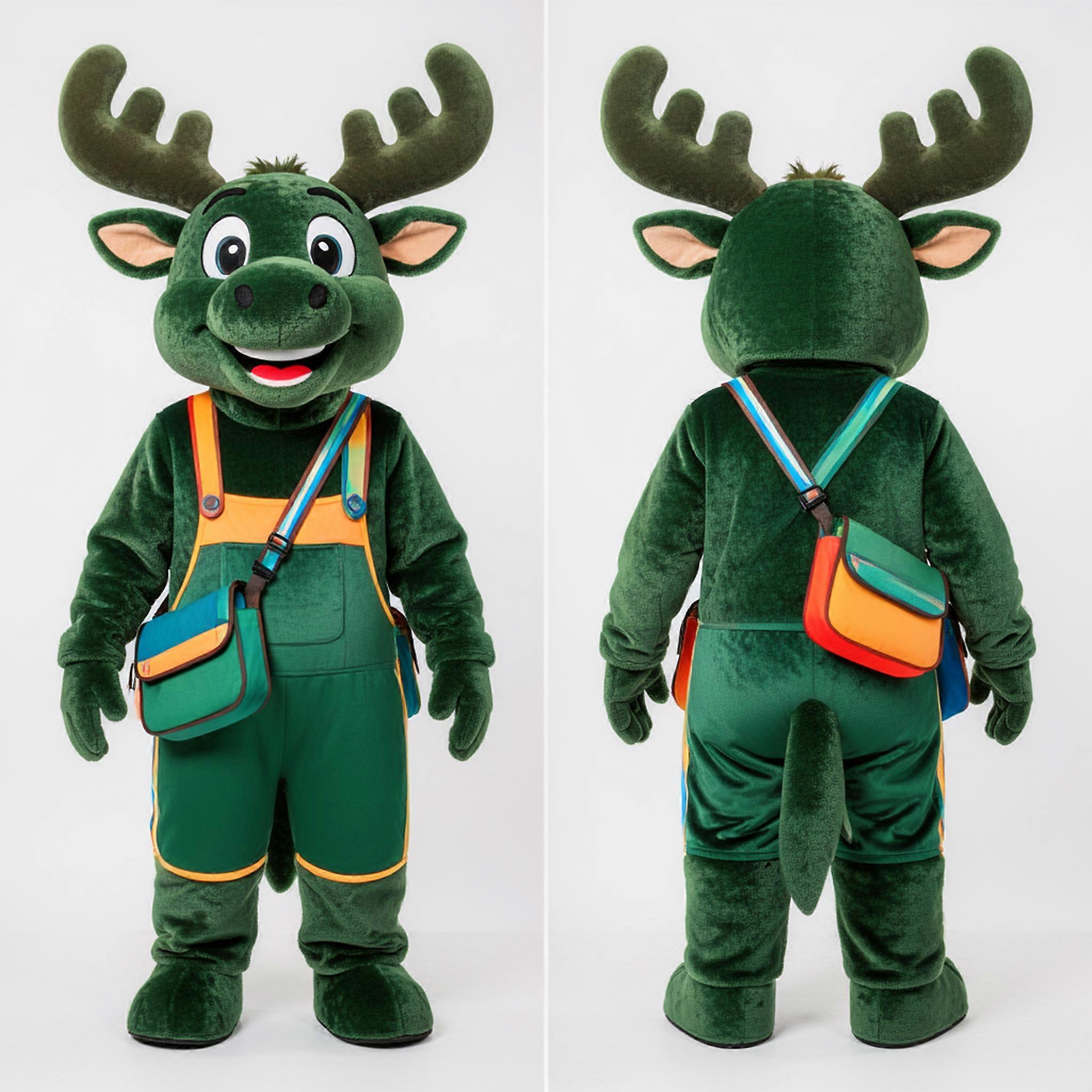MASTICOT Forest Green Friendly Elk Mascot