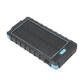 Portable Solar Phone Charger 20000mAh Solar Power Bank with Compass and LED Flashlight for Outdoor Black Blue