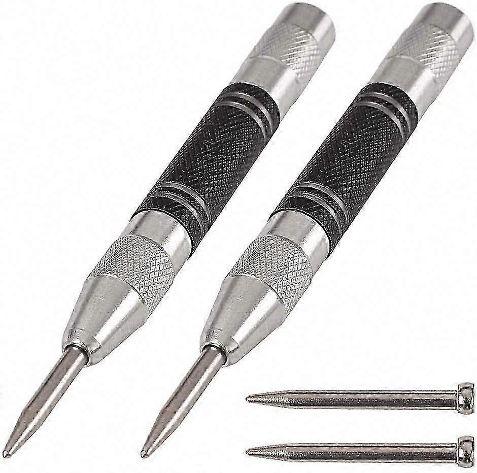2 Pack 5" Automatic Hole Punch Spring Loaded, Adjustable Tension, with 2 Replacement Tips