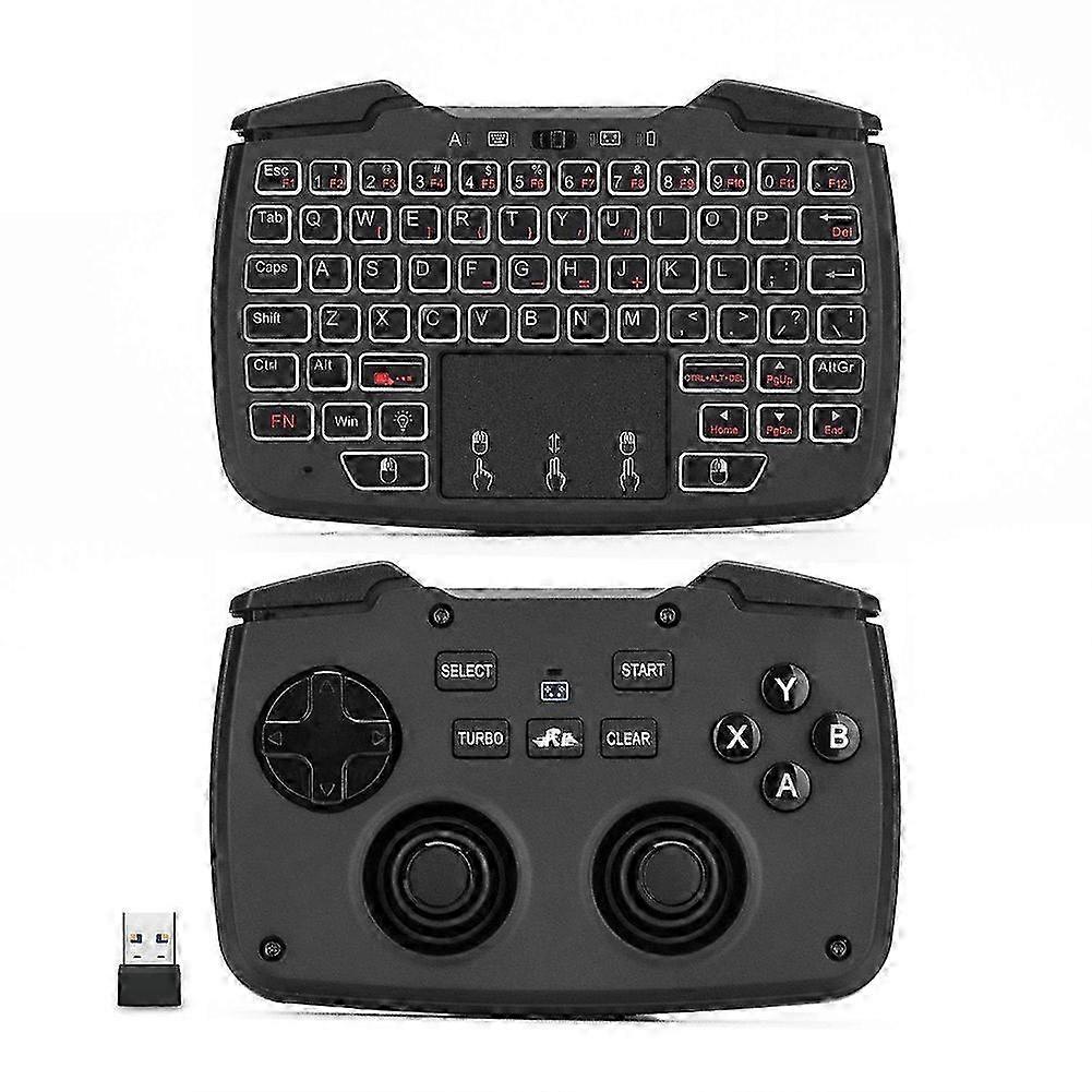 RK707 2.4GHz Wireless Portable Game Controller Keyboard Mouse Combo Turbo Function compatible with PC/Raspberry Pi2/Android TV