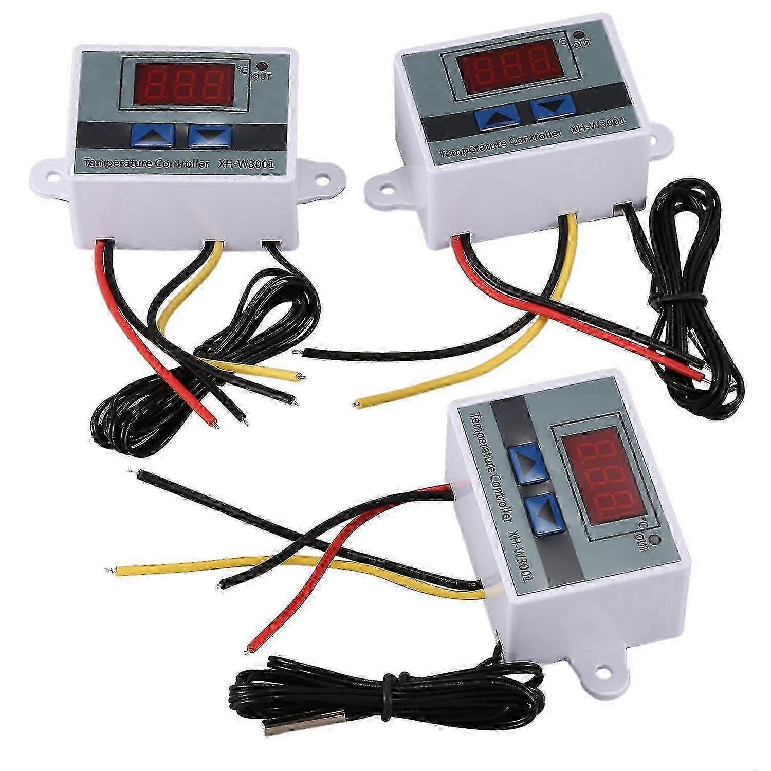 3Pcs 220V 10A LED Thermostat Controller Digital Temperature Probe Switch