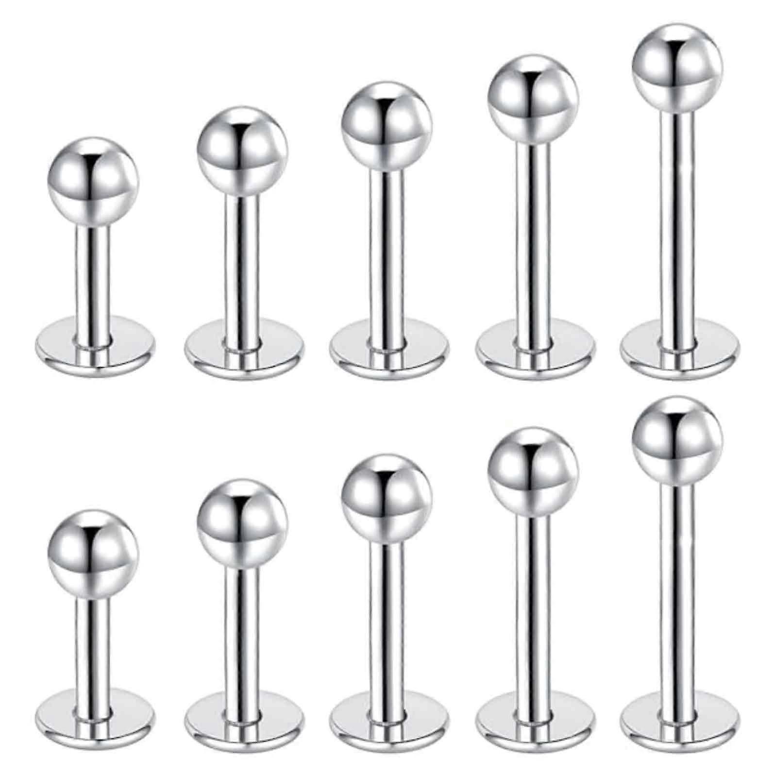 Stainless Steel Labret Piercing Set Titanium Studs Assorted Sizes