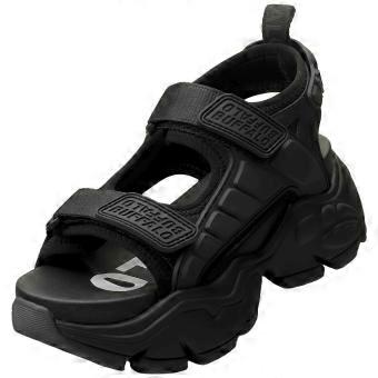 Buffalo Binary Track Vegan Womens Platform Sandals in Black