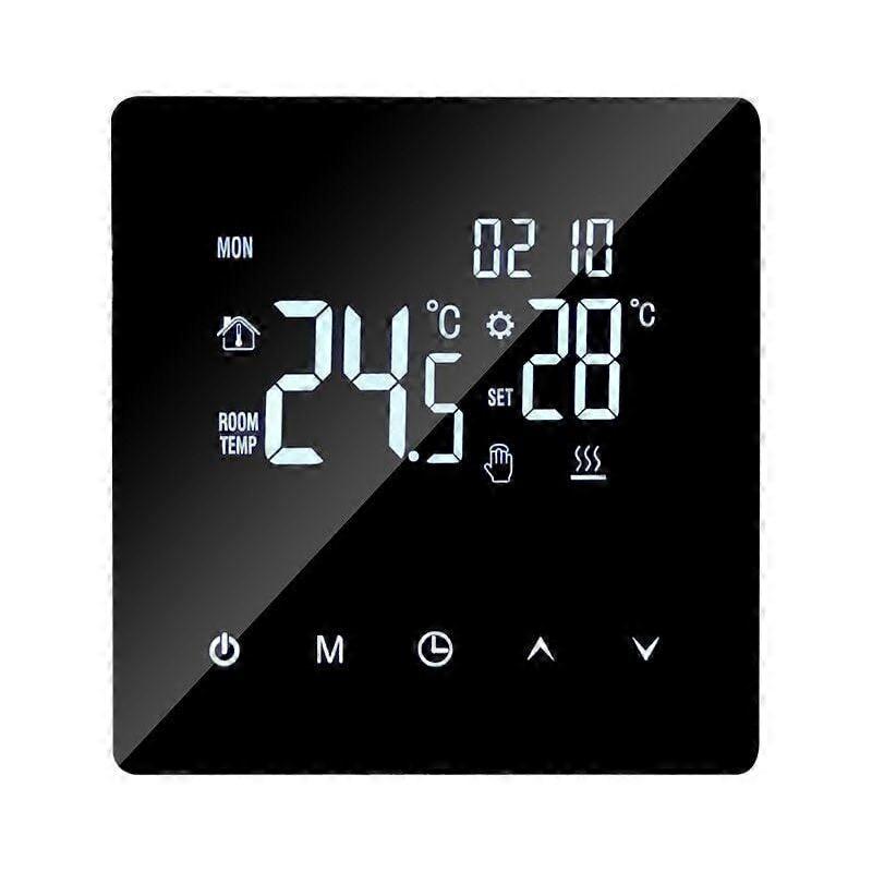 Digital Programmable Gas Boiler Thermostat, Wall-Mounted Temperature Controller, 3A, Black