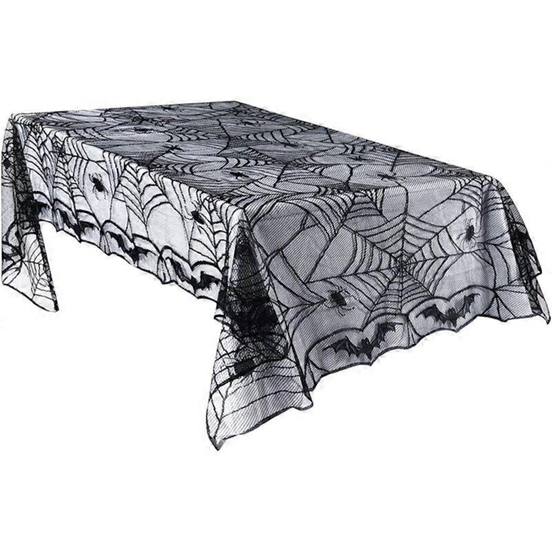 Lace tablecloth decoration for Halloween, printed spiderweb pattern D