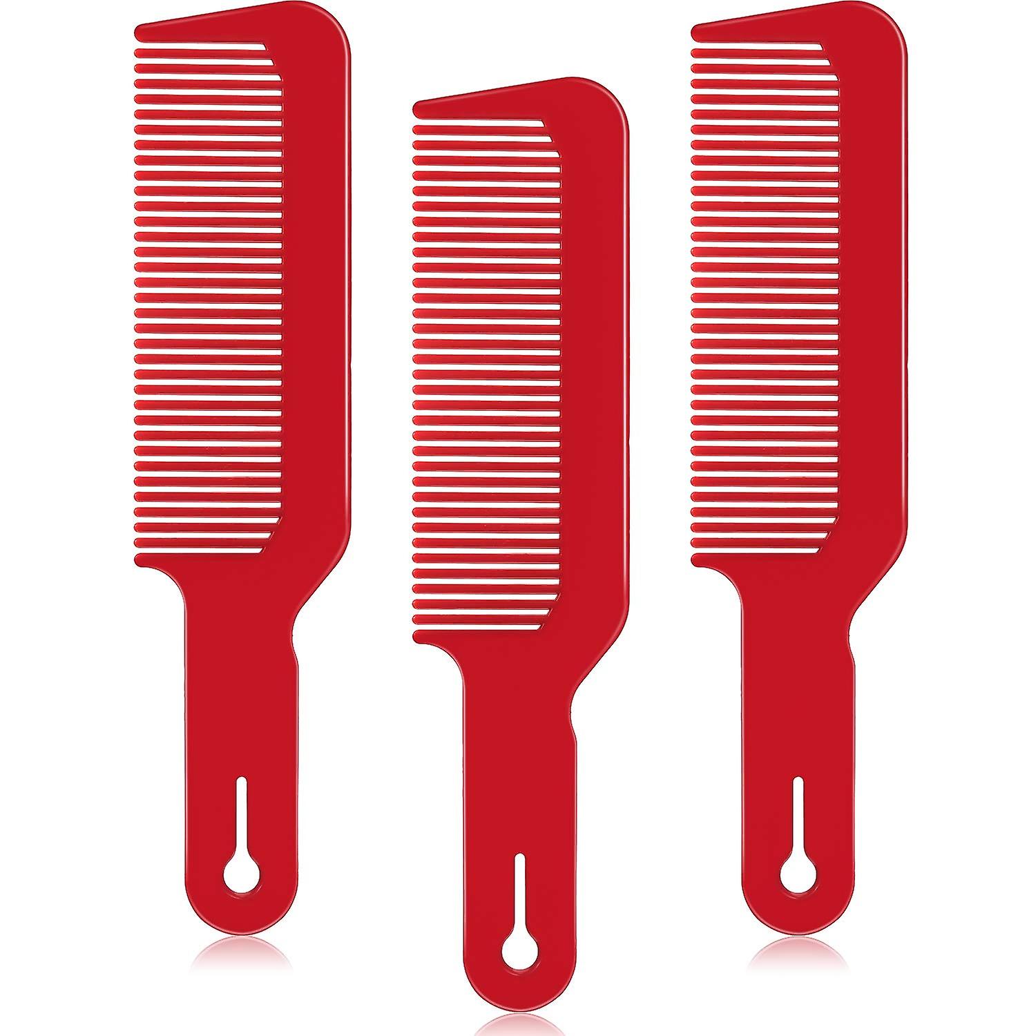 3 Pack Barber Combs Clipper Comb Flat Top Clipper Comb Hair Cutting Combs Great for Clipper-cuts and Flattops (Red)