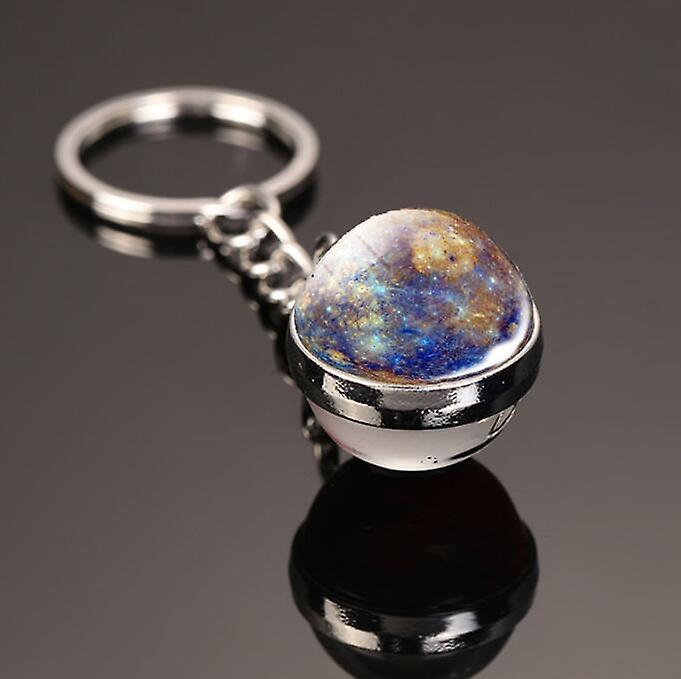 (kvicksilver)dubbelsidig glaskula kvicksilver nyckelring