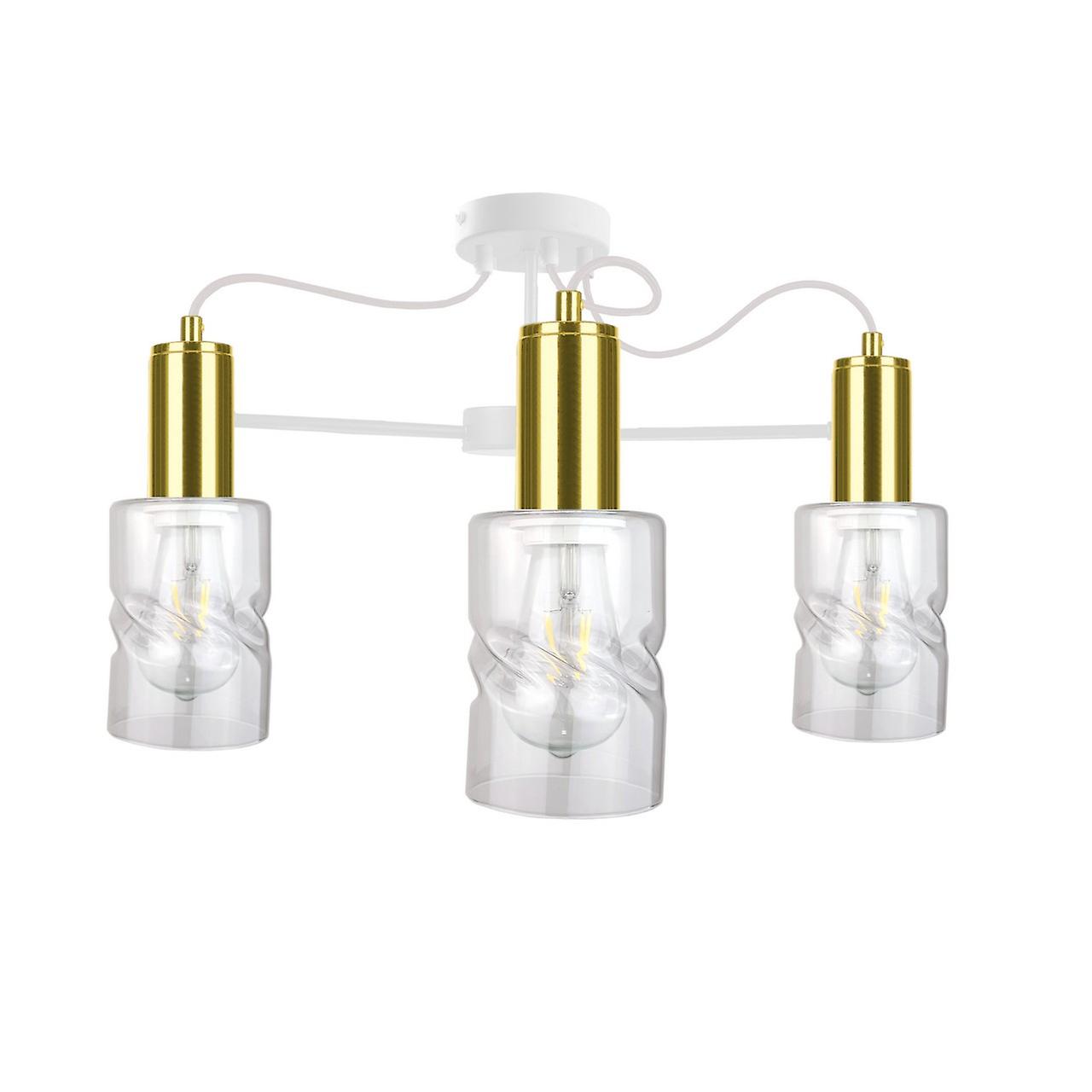 Keter Inger Multi Arm Semi Flush Ceiling Light White, Gold, 60cm, 3x E27