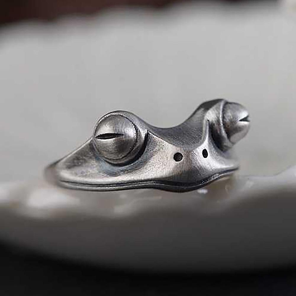 1pccs Broke Frog In Hypoallergenic Silver Adjustable With Cute Vintage Open Ring