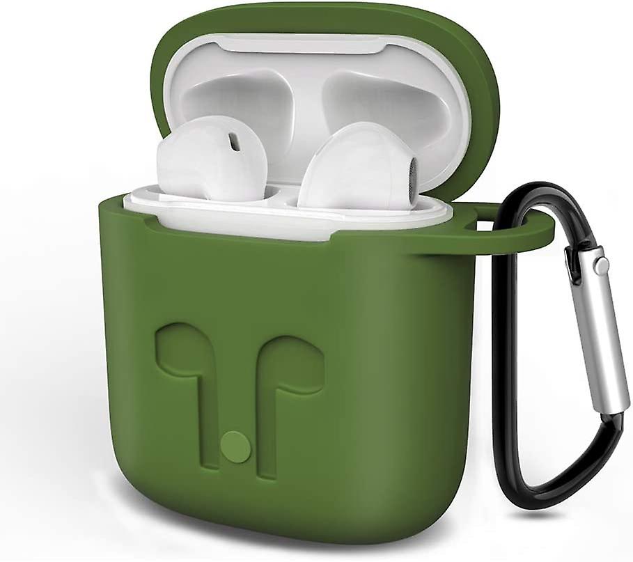 Compatible with Airpods Case Protective Silicone Cover Accessories Shockproof Replacement for Apple Airpods 1 & AirPods 2.(Army Green)