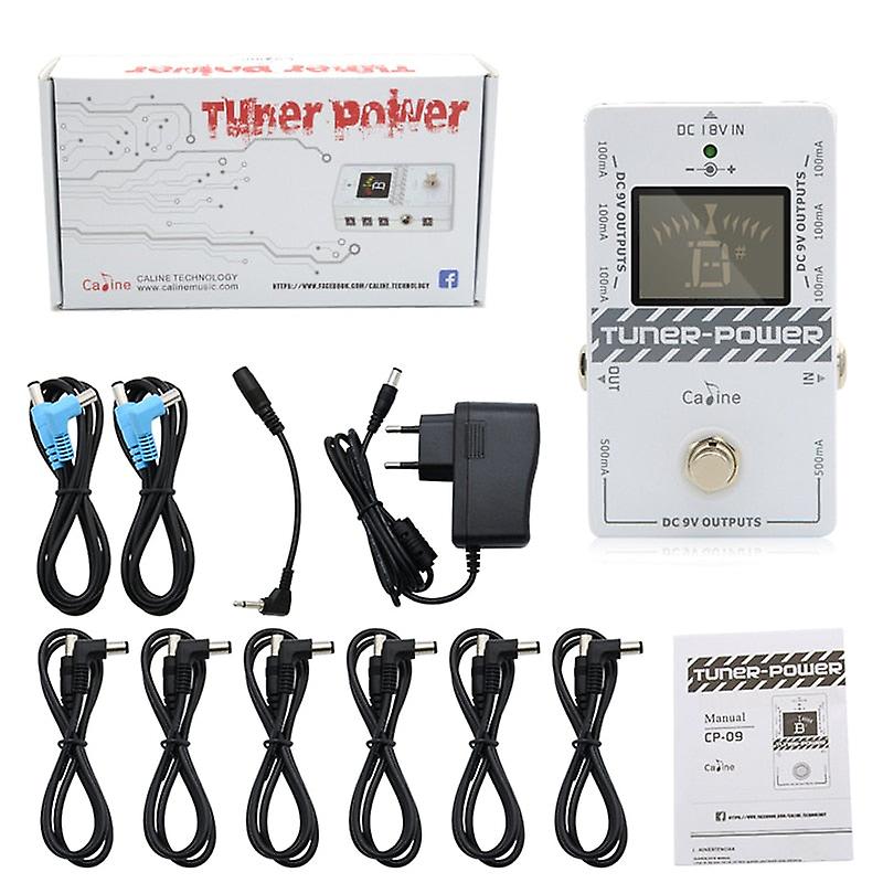 Caline Cp-09 Multifunctional 2-in-1 Guitar Tuner Guitar Effect Pedal Power Supply 8 Isolated Outputs With Adapter And 9 Cables