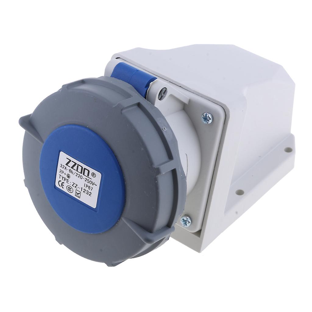 Industrial Connector Plug & Socket Waterproof IP67 32A 220V-250V 2P+E Blue