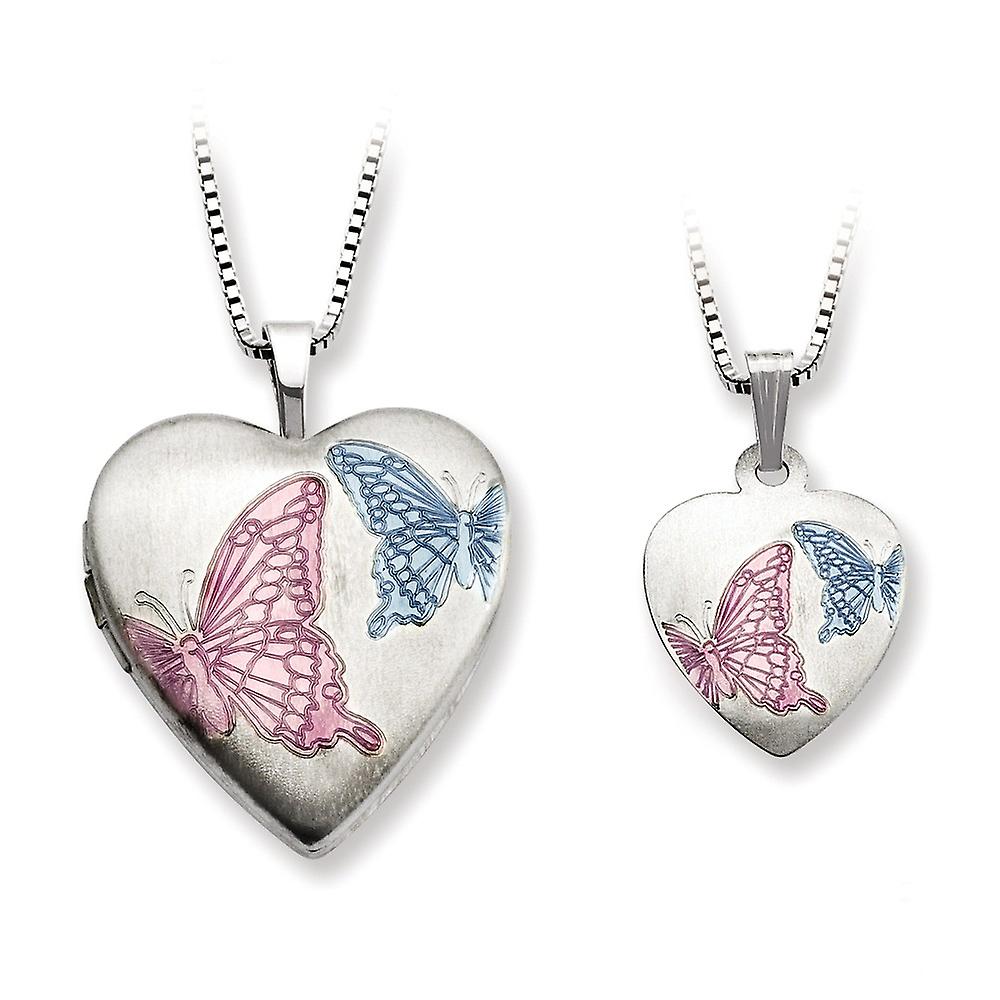 925 Sterling Silver Satin Back Spring-Ring tiene 2 foto non incidibili-Satin smalto farfalle amore cuore medaglione e